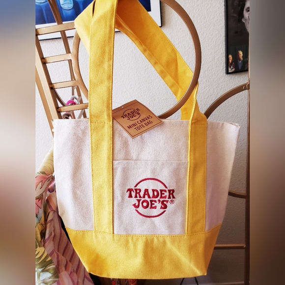 Trader Joe's canvas mini tote - yellow - Picture 2 of 2